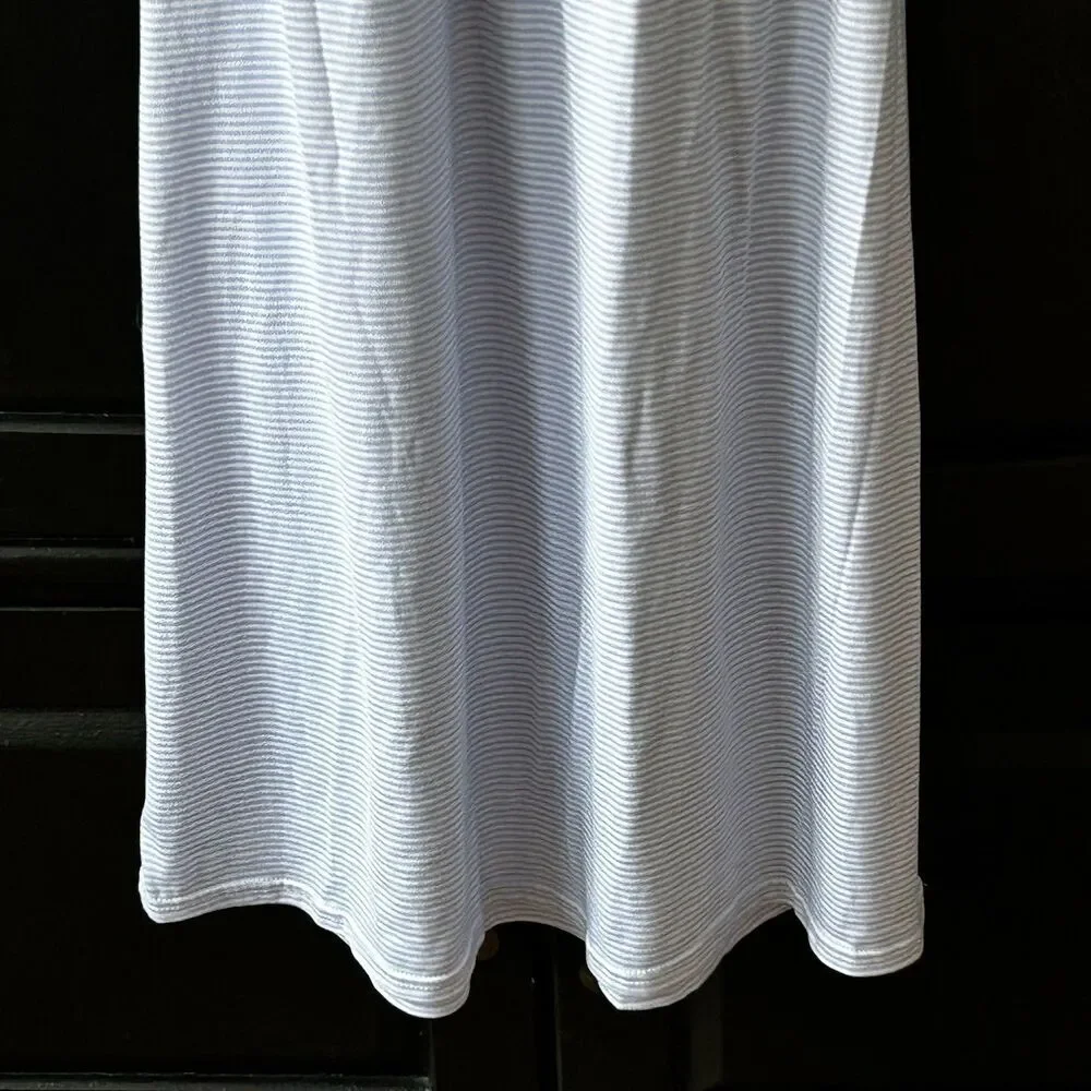 Laura Ashley Nightgown Dress Size Large Blue White Stripe Lace Back Cottagecore - Picture 4 of 9